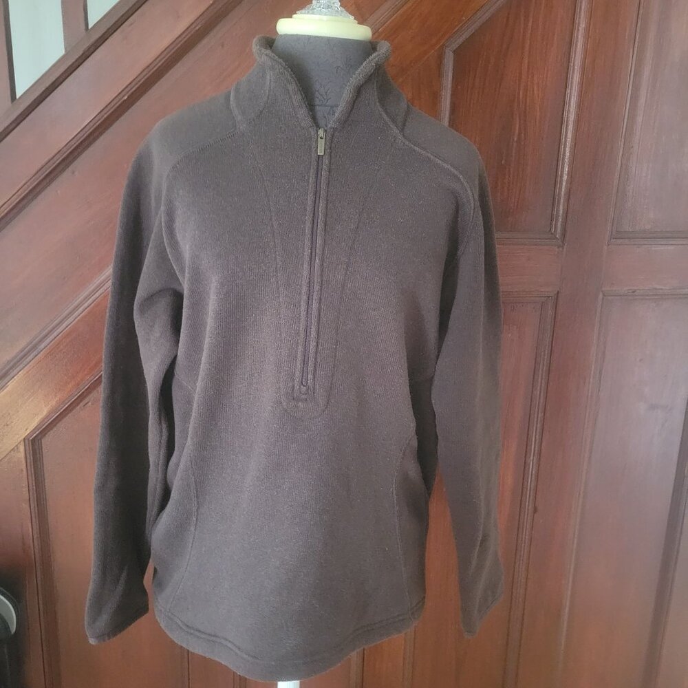 Lands End Quarter-Zip Fleece Pullover Brown Size M